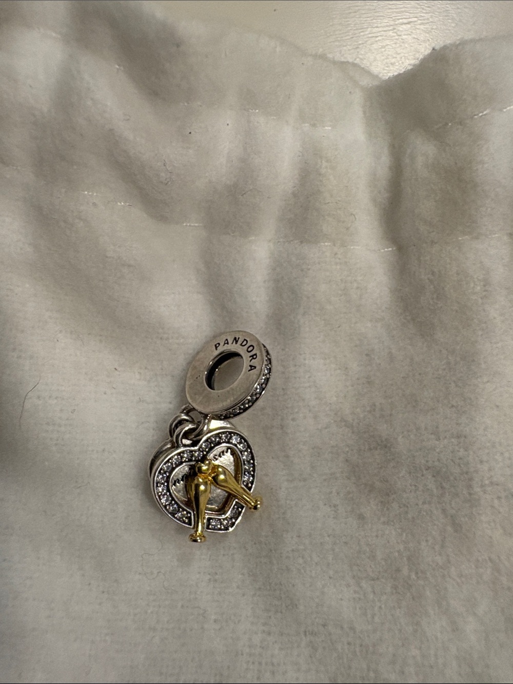 Pandora Two-Tone Heart & Key Dangle Charm - Silver & Gold